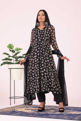 Floral black suit set - kasumi.in